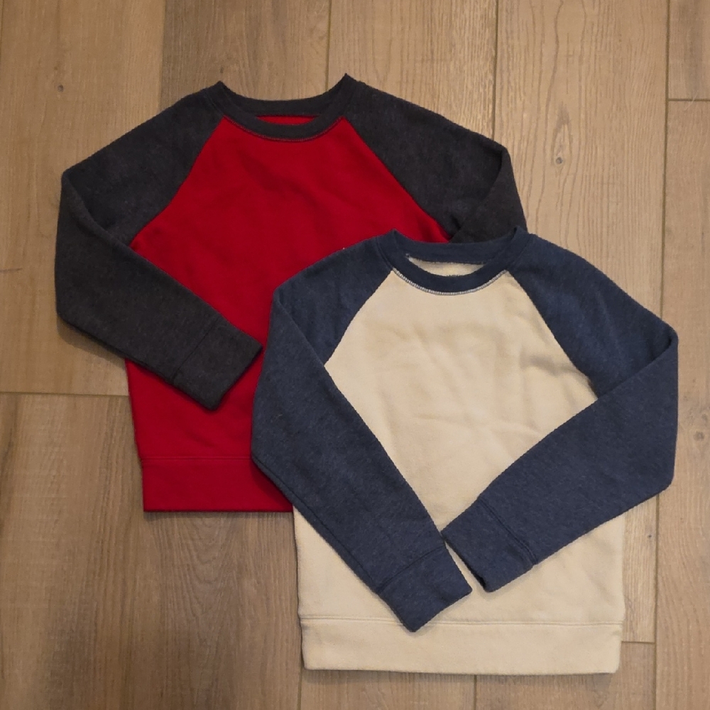 Jumping Beans Red & Charcoal And Cream & Navy Raglan Fleece Sweatshirts Size 6